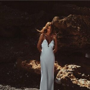 Zara White Satin Maxi Dress